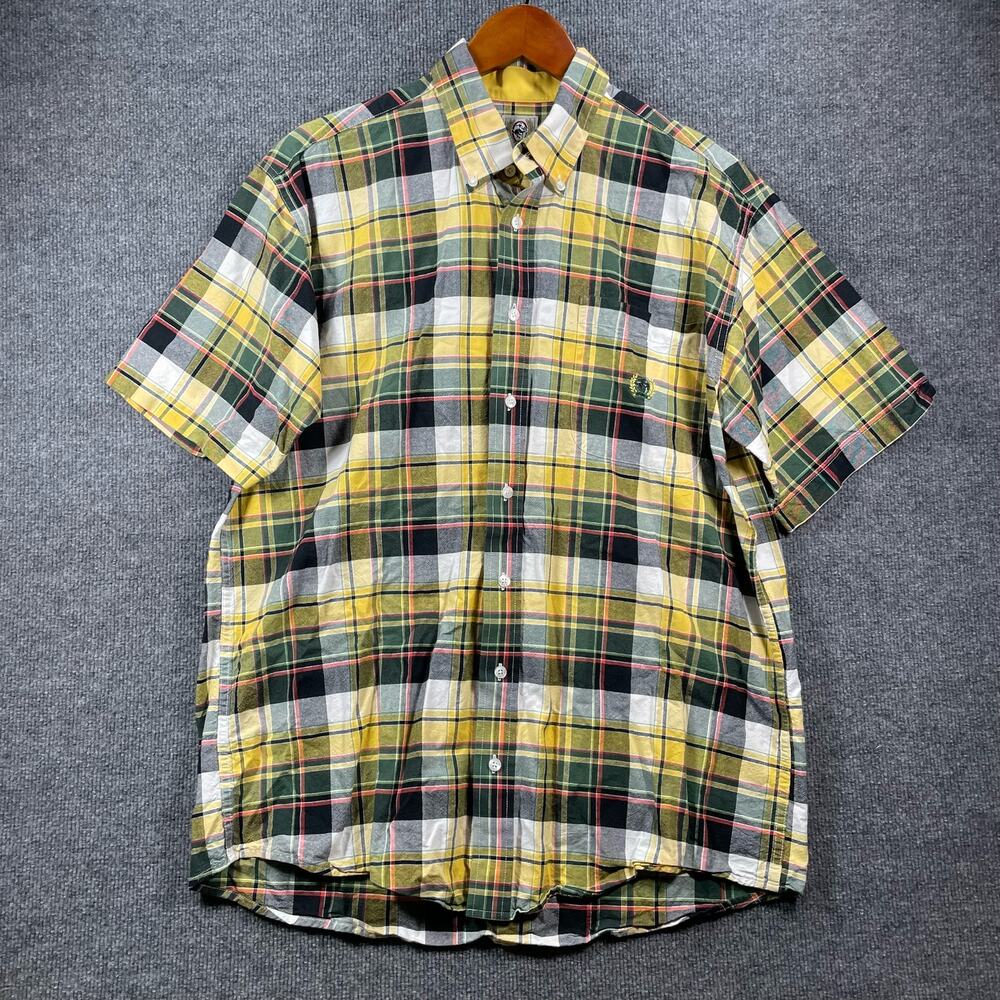 Cinch Button Down Western Shirt Men's Medium Yellow/Green Plaid Casual Cowboy